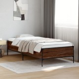 vidaXL Cadru de pat, stejar maro, 90x200 cm, lemn prelucrat și metal