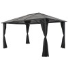 Pavilion cu perdea, negru, 4 x 3 x 2,6 m, aluminiu
