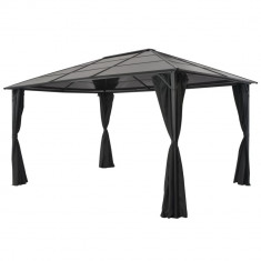 vidaXL Pavilion cu perdea, negru, 4 x 3 x 2,6 m, aluminiu