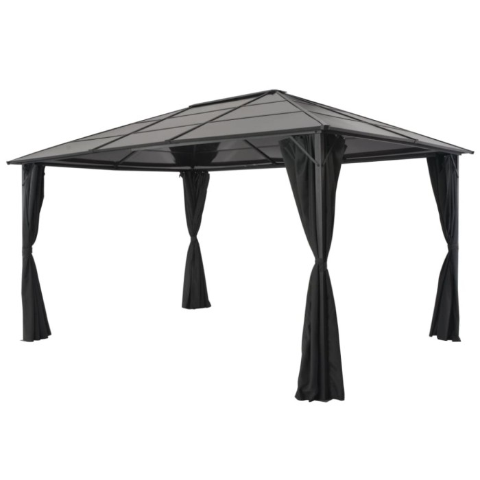 Pavilion cu perdea, negru, 4 x 3 x 2,6 m, aluminiu