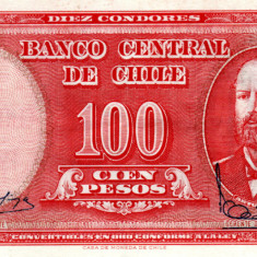 Chile, 10 Centesimos Overprint 100 Pesos, clasor A1