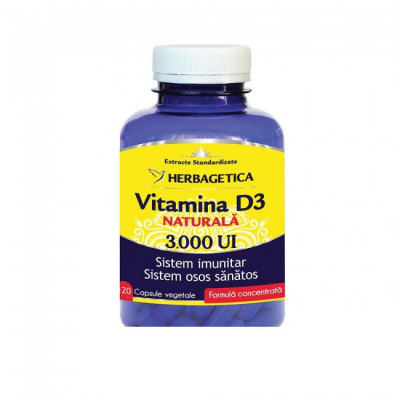 Vitamina D3 Naturala 3000UI 120 capsule Herbagetica foto