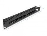 Panou de ghidare cabluri 19&quot; cu 2 deschideri 1U metal Negru, Delock 81558