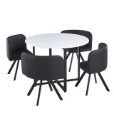 Cumpara ieftin Set de mobilier dining alb negru Bevan 100x73 cm, 67x45x69 cm