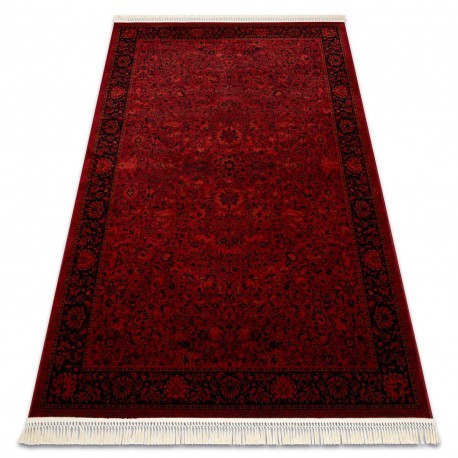 ORIENT 5125 covor visiniu / negru Cadru, clasic, ornament, cu franjuri, 200x290 cm