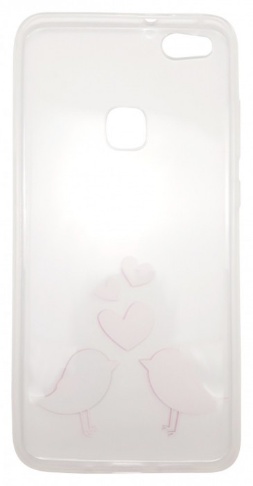 Husa silicon transparenta (model Love Birds) pentru Huawei P10 Lite