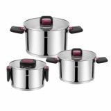 Set 3 oale de inox cu capac Zass Gourmet ZG-SCS 04 - NOU