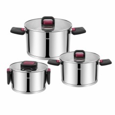 Set 3 oale de inox cu capac Zass Gourmet ZG-SCS 04 - NOU