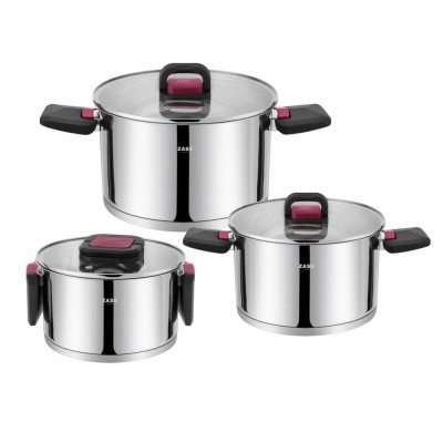 Set 3 oale de inox cu capac Zass Gourmet ZG-SCS 04 - NOU foto