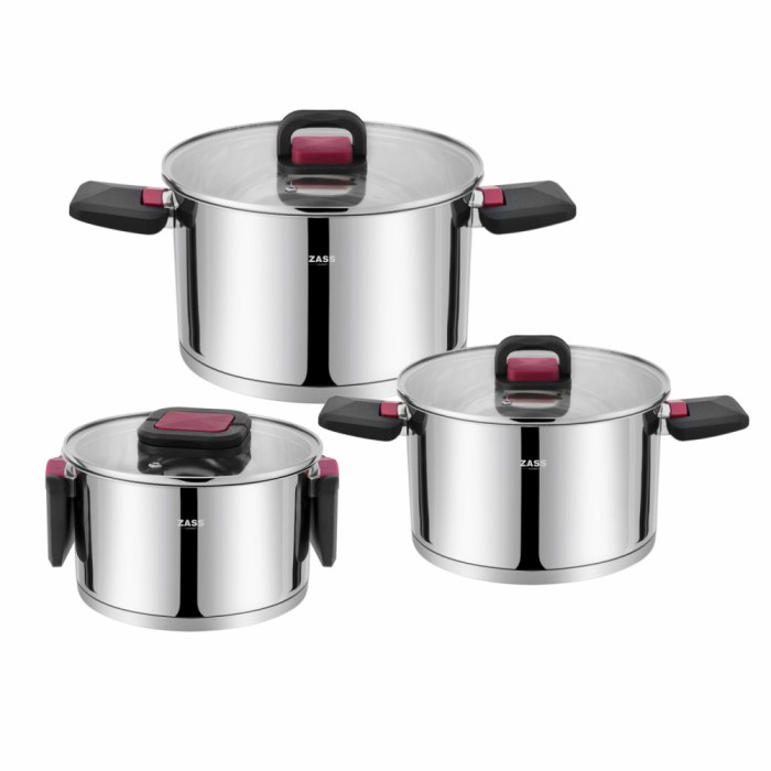 Set 3 oale de inox cu capac Zass Gourmet ZG-SCS 04 - NOU