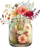 Cumpara ieftin Sticker decorativ, Borcan cu Flori, Multicolor, 69 cm, 1265STK-4