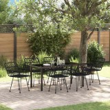 Set de dining pentru grădină cu 7 piese, ratan sintetic negru