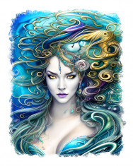 Sticker decorativ, Sirena, Albastru, 70 cm, 9457ST foto