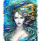 Sticker decorativ, Sirena, Albastru, 70 cm, 9457ST