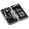 Trusa manichiura si pedichiura, 12 piese, inox, negru, Oem