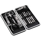 Trusa manichiura si pedichiura, 12 piese, inox, negru