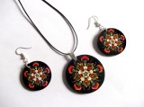 Set bijuterii lemn cu mandala 41127, Set bijuterii handmade