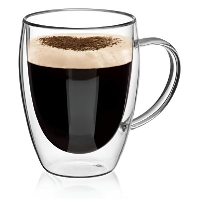 Cana termorezistenta 350 ml cu perete dublu Koken, Sticla borosilicata, Transparent Set 2/4 - 1 Cana foto