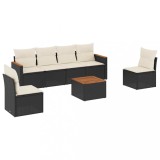 Cumpara ieftin Set canapele de gradina cu perne, 7 piese, negru, poliratan