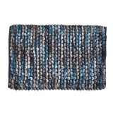 Covor Baie Microfibre, Model Dots, Gri Albastru, 80x50cm