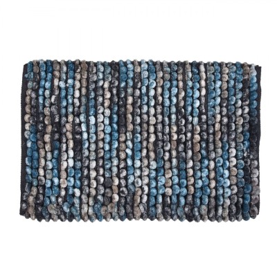 Covor Baie Microfibre, Model Dots, Gri Albastru, 80x50cm foto
