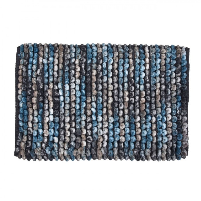 Covor Baie Microfibre, Model Dots, Gri Albastru, 80x50cm