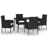 Set de servit masa pentru gradina, 5 piese, negru