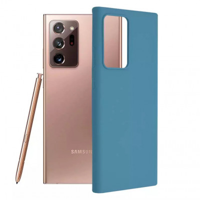 Husa Samsung Galaxy Note 20 Ultra Silicon Albastru Slim Mat cu Microfibra SoftEdge foto