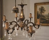 Candelabru din bronz masiv cu 6 brațe și elemente din crista