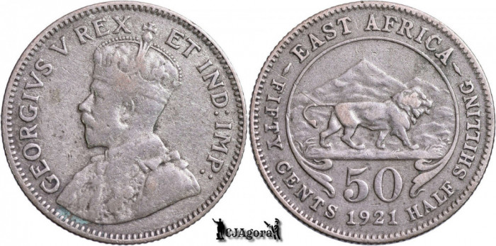 1921, 50 Cents - George al V-lea - Africa de Est Britanică | KM 20