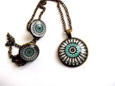 Set bijuterie sticla cu mandala, bijuterie sticla si bronz 33451