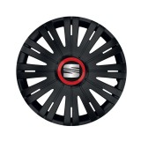 Cumpara ieftin Set 4 capace roti Negre Cu Inel Rosu Active R15 pentru gama auto Seat, Autohelix MSA