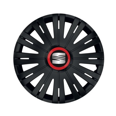 Set 4 capace roti Negre Cu Inel Rosu Active R16 pentru gama auto Seat foto