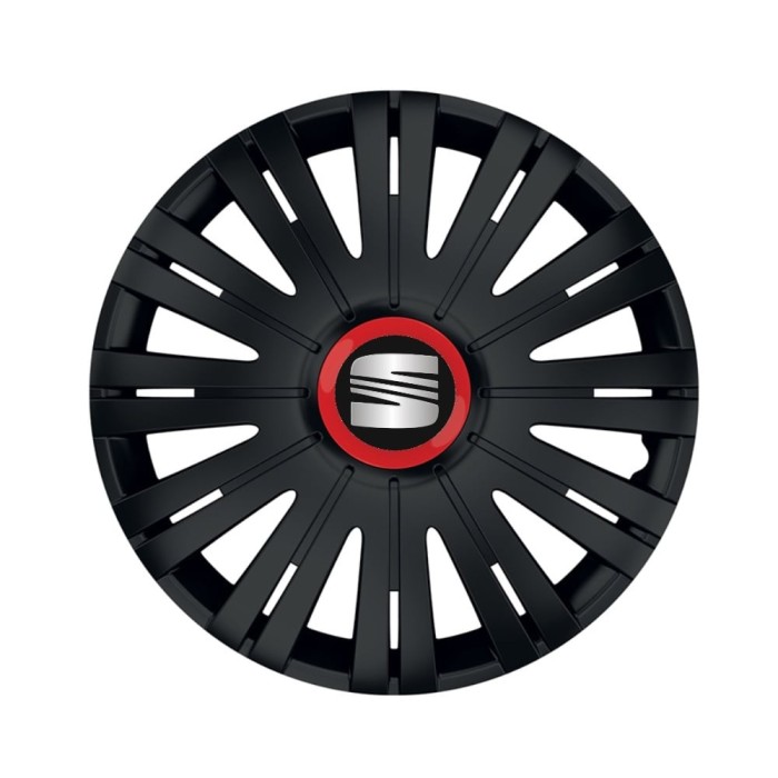 Set 4 capace roti Negre Cu Inel Rosu Active R16 pentru gama auto Seat