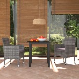 VidaXL Set mobilier de grădină cu perne, 3 piese, gri, poliratan