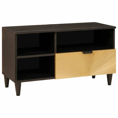 vidaXL Cabinet TV Negru și Aur 80 x 33 x 46 cm Lemn masiv de mango 4017845 foto