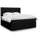 Gossi pat box spring cu saltea, negru, 180x200 cm, catifea
