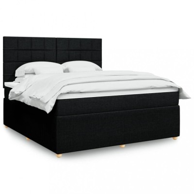 vidaXL Pat box spring cu saltea, negru, 180x200 cm, catifea 3294437 foto