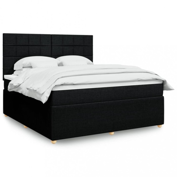vidaXL Pat box spring cu saltea, negru, 180x200 cm, catifea 3294437