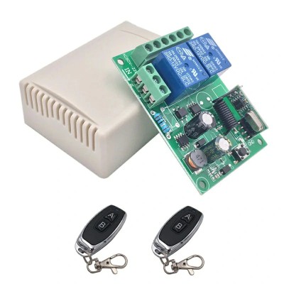 RELEU CU TELECOMANDA 220V modul 2 relee WIRELESS controlat comandat radio 433mhz foto