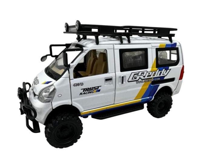 Macheta CamperVan duba alba 1/24 cu sunete lumini accesorii deschide usile