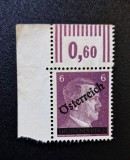 Austria sub Ocupație Aliată 1945 "Hitler Supratipar &Ouml;sterreich" (6 Rpf Violet) cu Margine de Colț și Valoare de Carnet "0,60" Neștampilat / MNH - TG1