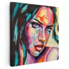 Tablou portret pictura in ulei femeie, multicolor 1396 Tablou canvas pe panza CU RAMA 60x60 cm