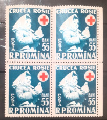 Romania 1957 Lp 438 bloc de 4 timbre Crucea rosie foto