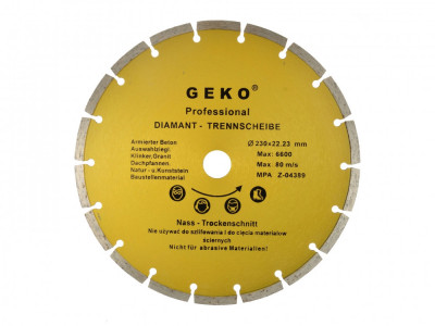 Disc diamantat segmentat, 230mm, GEKO PROFI, G00253 foto
