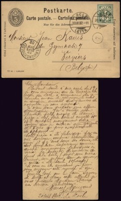 Switzerland 1902 Uprated postcard stationery Locle to Verviers Belgium DB.170 foto