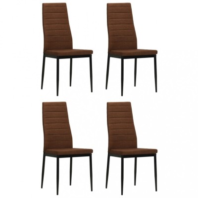 Scaune de bucătărie, 4 buc., maro, material textil foto