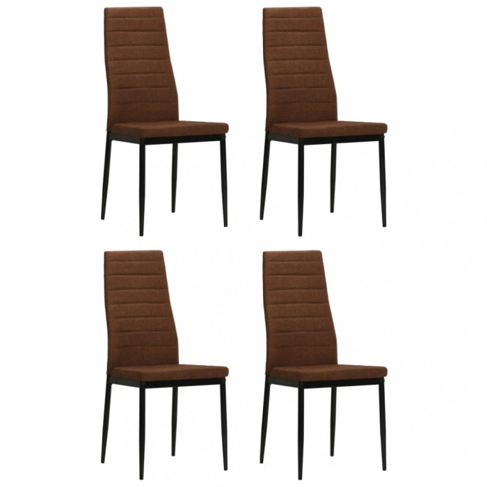 Scaune de bucătărie, 4 buc., maro, material textil