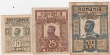 ROMANIA 10 BANI 1917, 25 BANI 1917, 50 BANI 1917 Ferdinand VF