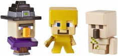 Set Figurine Minecraft 3 Pack Witch Steve Gold Armour Iron Golem foto